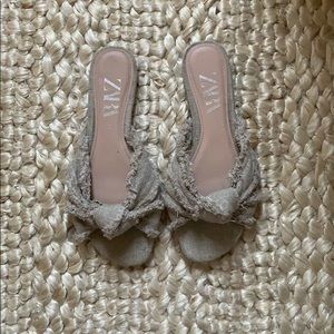 ZARA frayed linen knotted sandal